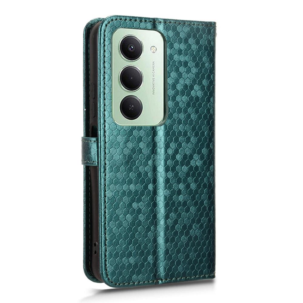 For Xiaomi Redmi 15 5G (Global) (169mm) Wallet Case Dot Pattern Imprint PU Leather Phone Cover with Wrist Strap