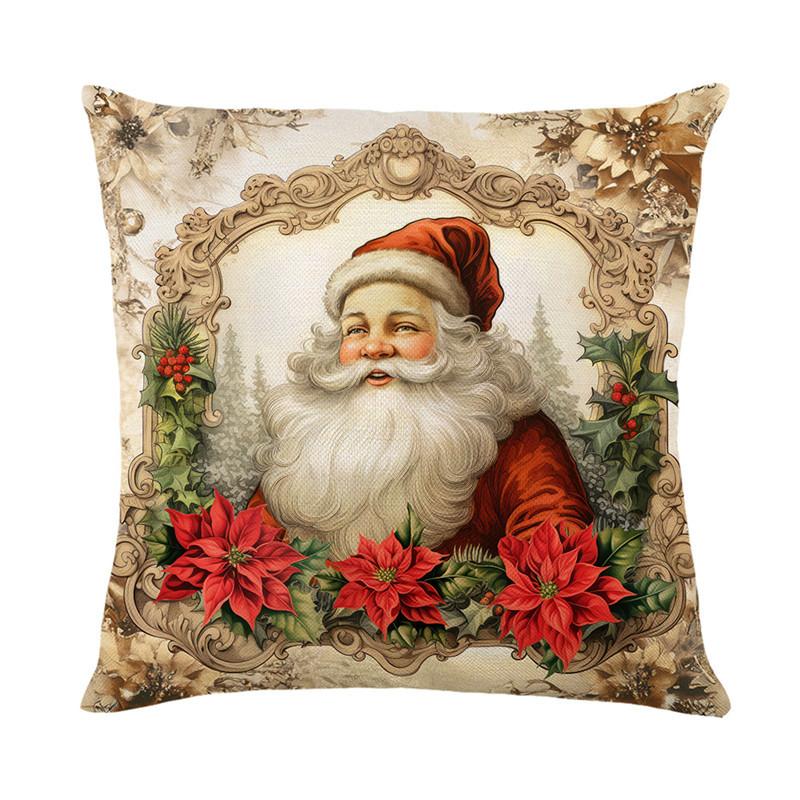 

Classical Christmas Pattern Pillow Cover Golden Bell Red Satin Santa Claus Living Room Seat Decoration Pillow Cover 45 * 45Cm (without pillow core)