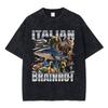 Italian Brainrot Tralalero Tralala Tung Tung Tung Sahur Bombardiro Crocodilo Funny Meme T-shirt Men Women Vintage Washed T Shirt