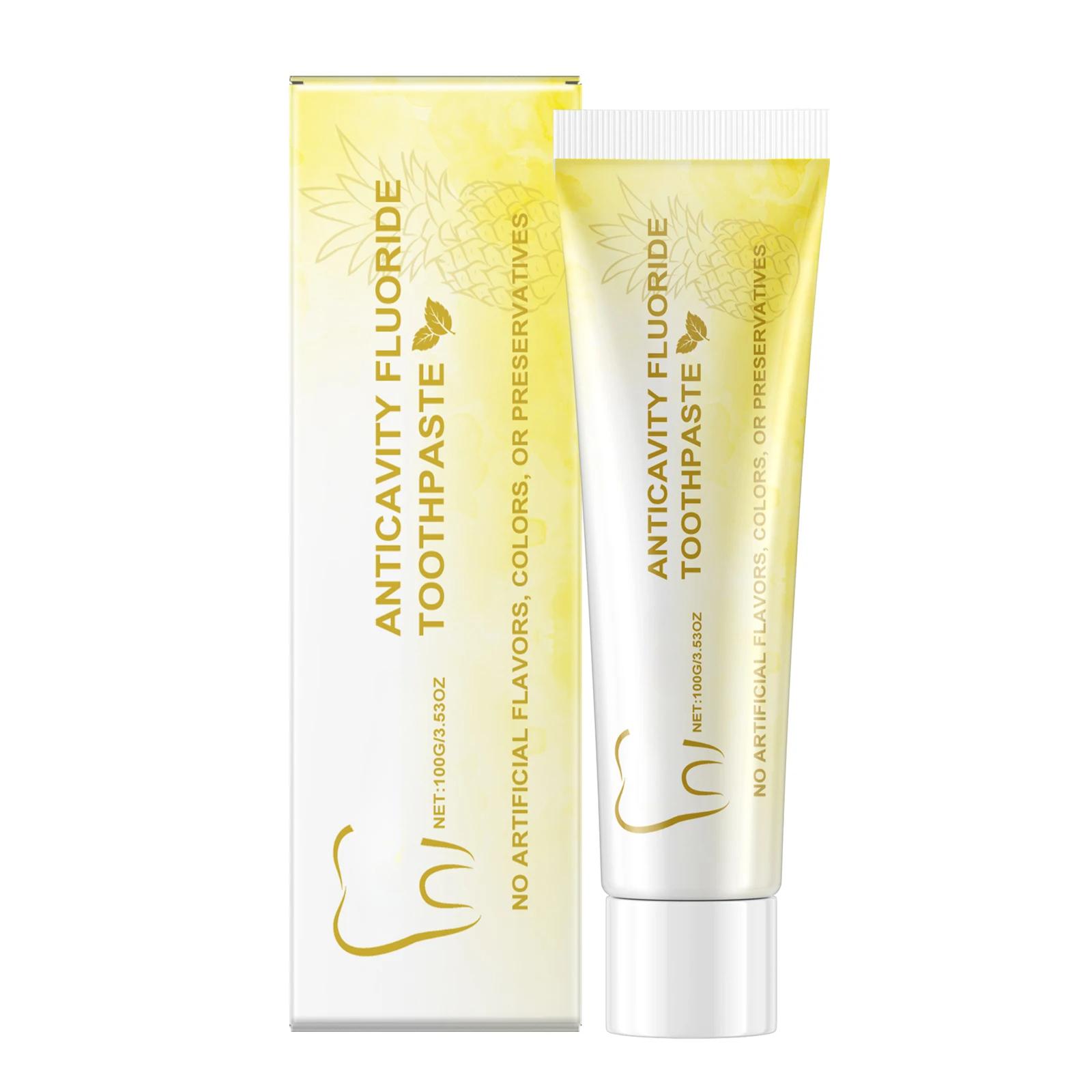 

Ананасовая отбеливающая зубная паста для ежедневного ухода, бережная очистка, удаление желтых пятен, удаление неприятного запаха изо рта, стойкое осветление зубов 1PC