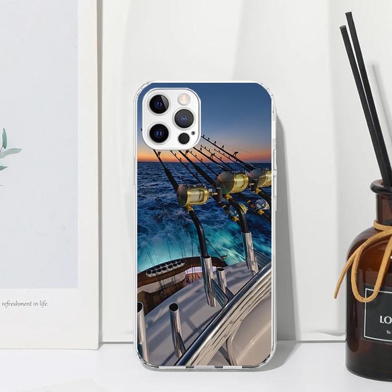 Carp Fish Fishing Rod Hook Phone Case For Iphone 17 Air 16 15 Plus 16E 14 Pro Max 13 Mini 12 11 7 8 SE Fundas Soft Back Cover 17