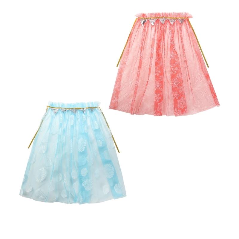 Girls Princess Cape Star Chiffons Cloak Adjustable Tie Closure Fantasy Grooming Costume