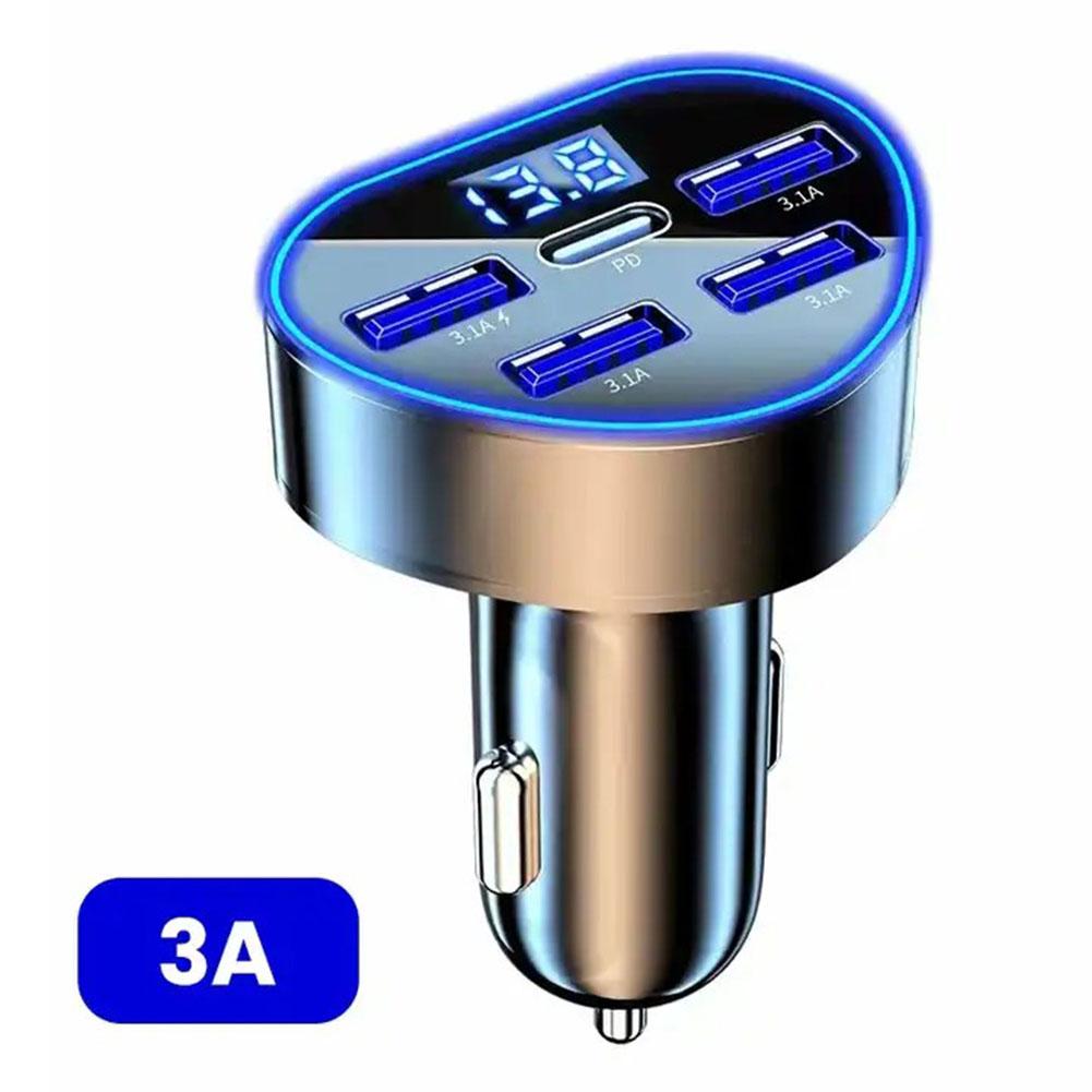 

4usb PD QC3.0 USB C Car Charger Type C Fast Charging Auto Mobile Phone Adapter For Samsung A73 5G A53 A33 A23 A13