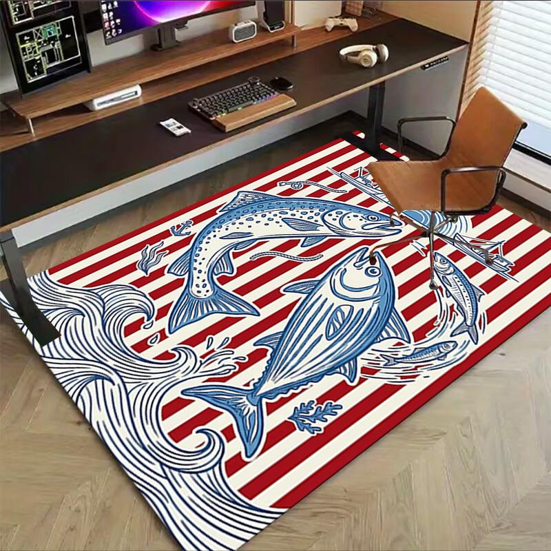 1PC Fish Ocean Non-Slip Floor Carpet, Office, Family, Bedroom, Studio - Large Area Rug, Decorative Mat, Longlasting Material-C0431
