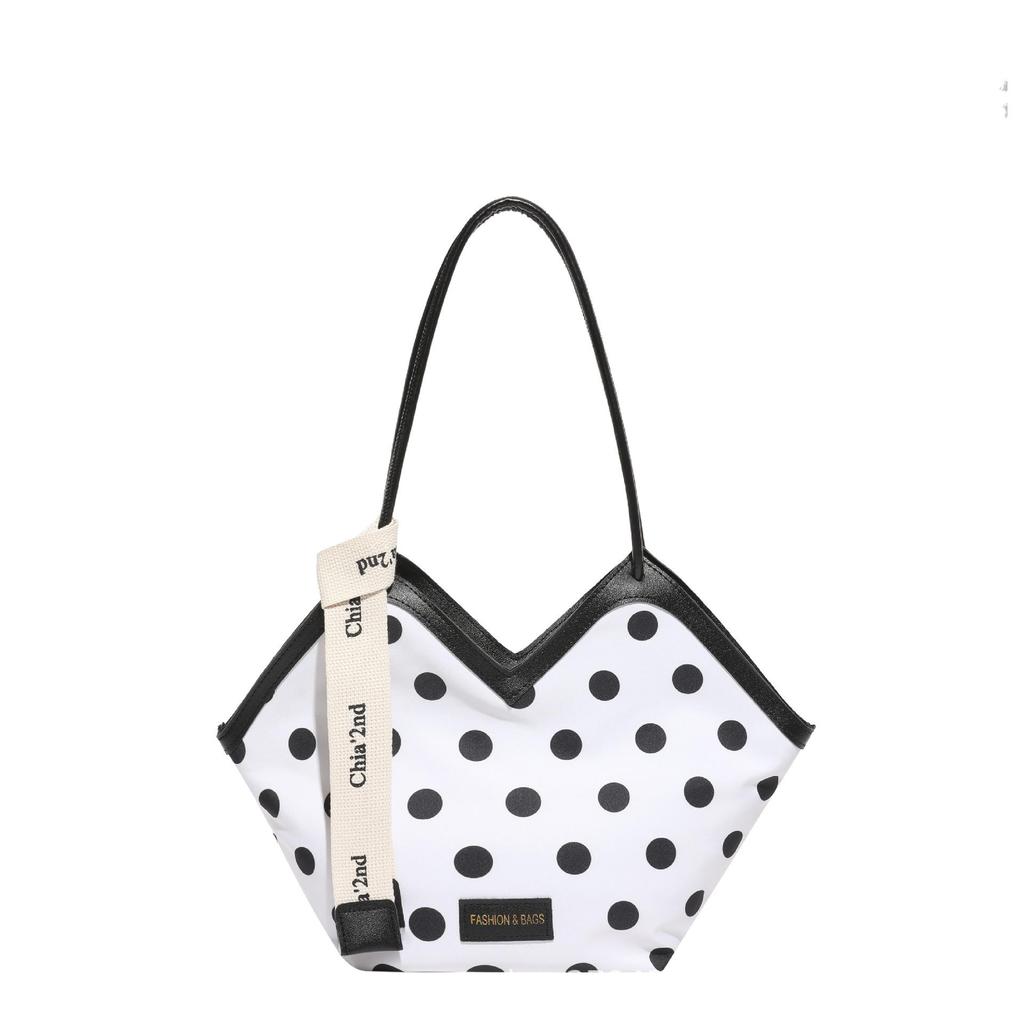 Damska torba na ramię typu tote z nadrukiem i kokardą, duża pojemność, kolekcja Jesień/Zima 2025