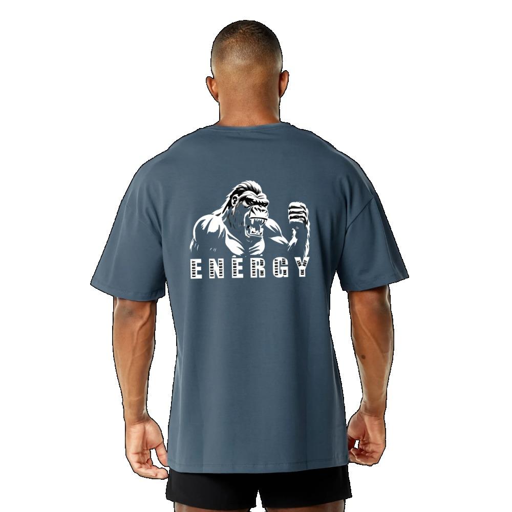 Maglietta da Allenamento Palestra Uomo Muscolo Cotone Girocollo Larga Manica Corta Top Allenamento Bodybuilding