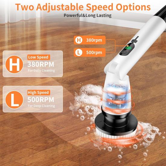 11 In 1 Electric Spin Scrubber Cordless Cleaning Brush 3 Adjustable Angles 2 Adjustable Speeds LED Display Shower Cleaner Brush Supplies Extension