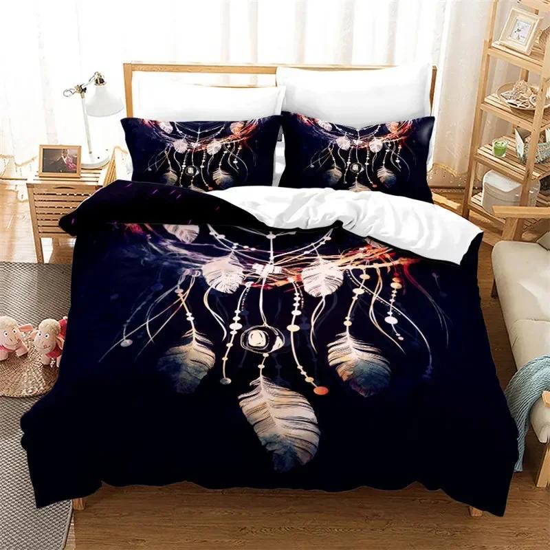 Luxury New 3D Print Dreamcatcher Duvet Cover Bohemia Mandala Feathers Bedding Set Microfiber Exotic Floral Cover King