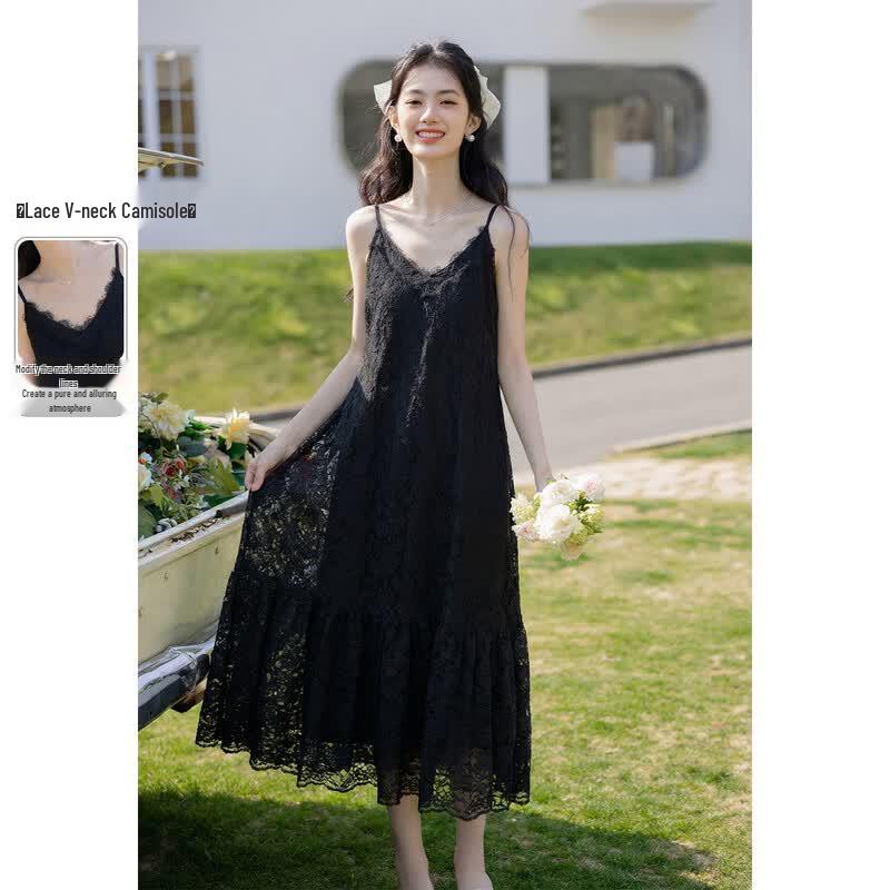 Mokana Women s French Lace Sling Midi Dress M