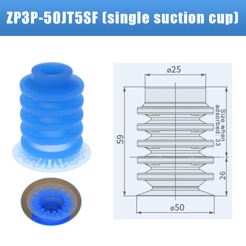 

1PC Blue Compound Material 5 Layer Open Bag Vacuum Sucker ZP3P-20/25/32/40/50JT5SF Pneumatic Suction Cup SMC Type
