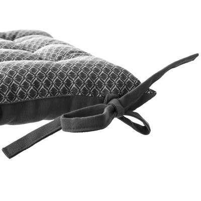 38cm square chair cushion, gray, quilted cotton