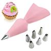 Reusable Pastry Bag + Stainless Nozzle, Kitchen DIY Cake Icing Piping Cream Decorate Tool, Silicone Pastry Bag Tips