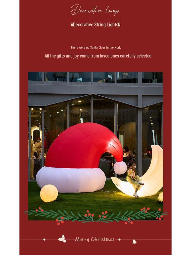 Santa Claus Climbing Window Light-Up Hat Figurine - Christmas Outdoor Inflatable Decoration