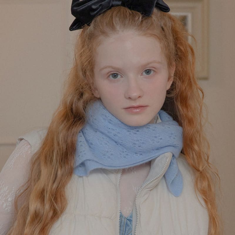 Mellotory 100% Kaschmir Häkel-Schal Stola (Himmelblau)