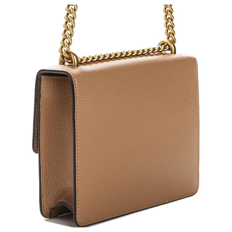 Gucci GG Marmont Beige Grained Leather Mini Flap Chain Crossbody Bag With Gold Hardware For Women Luxury Daily Use