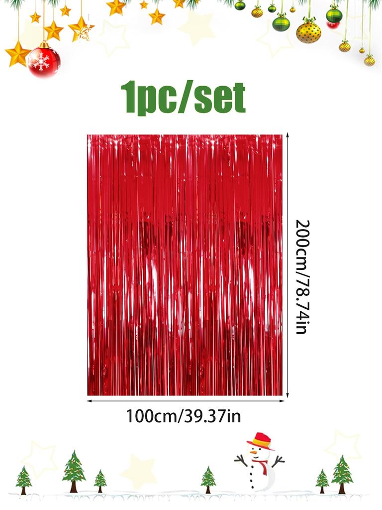 Weihnachtsquastenvorhang Weihnachtsfeier Dekoration, 1x2m Rot Silber Grün Glänzende Quasten Party, Hintergrund Partydekorationen