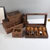 Delesys New Style Retro Imitation Wood Grain Leather Watch Box Creative Gift Box For Watch And Eyeglass Headpiece Storage Case
