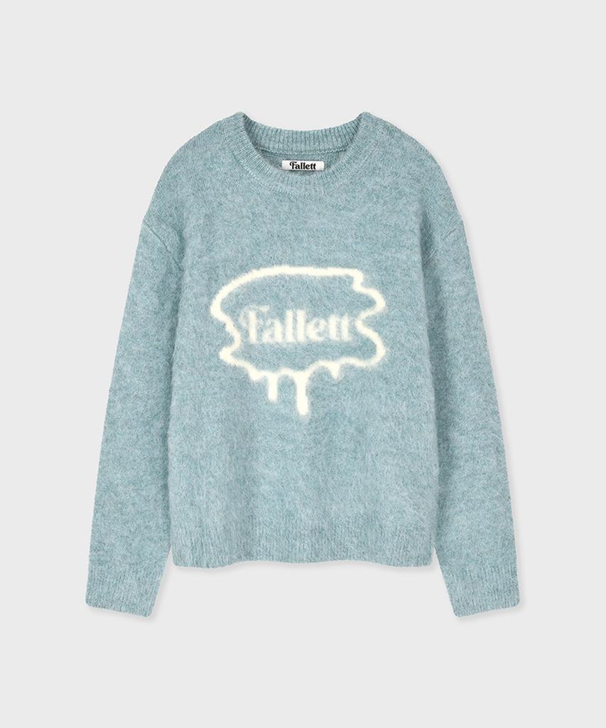 FALLETT Brush Logo Boucle Knit Sky Blue
