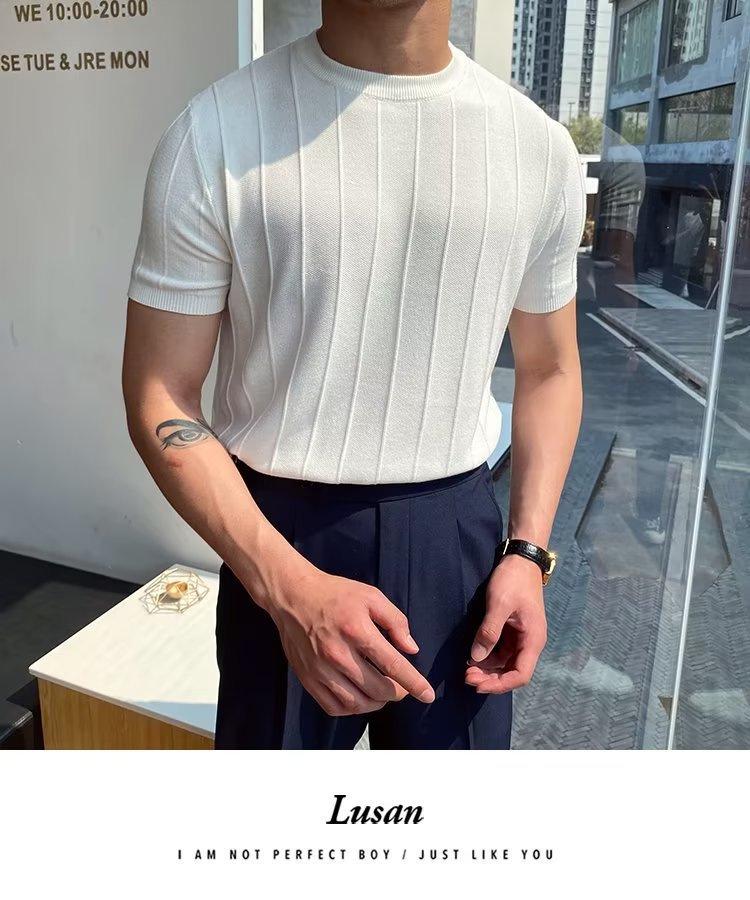 2023 Men's Trendy Summer Round Neck Short Sleeve Sweater