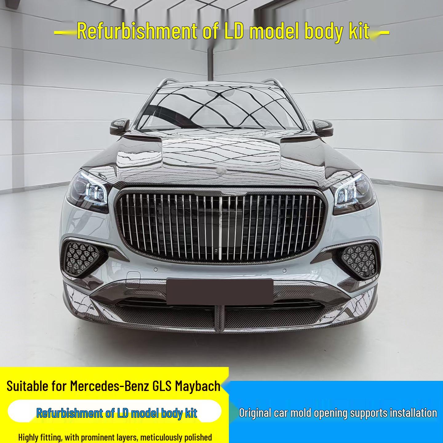 Комплект для тюнинга Mercedes-Benz GLS Maybach 24-25 стиль LD: Передний сплиттер, Задний бампер, Пороги, Дефлектор окон.