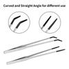 Pet Feeding Accessories: Straight and Curved Stainless Steel Tweezers with Rubber Tips for Aquarium Reptiles