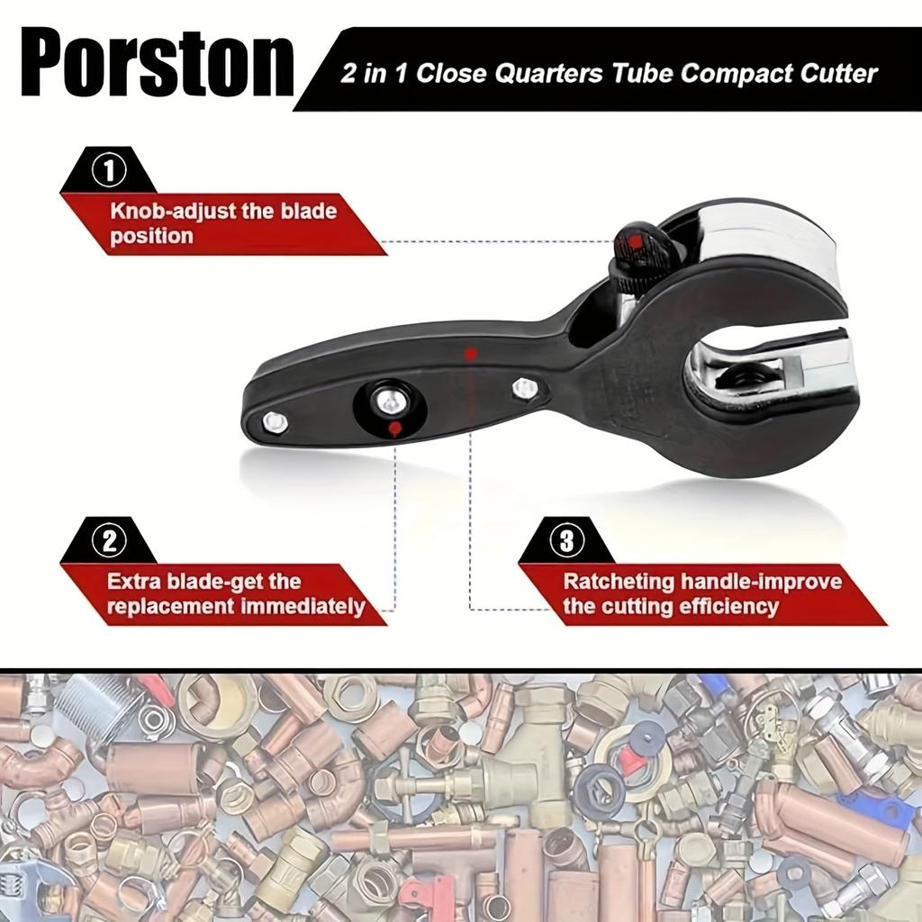Ratchet Tube Cutter - Versatile Hand Tool for Copper Aluminum Iron Stainless Steel PPR & PE Pipes