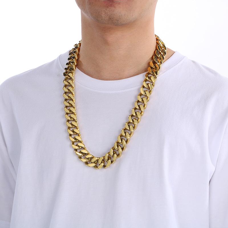 20MM Kalen Bright Cut Cuban Chain Chunky Necklace for Men 316L Stainless Steel Jewelry Trendy Rock Party Accessories Gold Color Gift