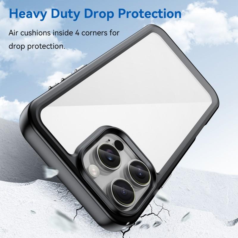 For iPhone 16 Pro Phone Case WANLONFENG XC Series TPU Acrylic Cover with Tempered Glass (Big Lens Hole)