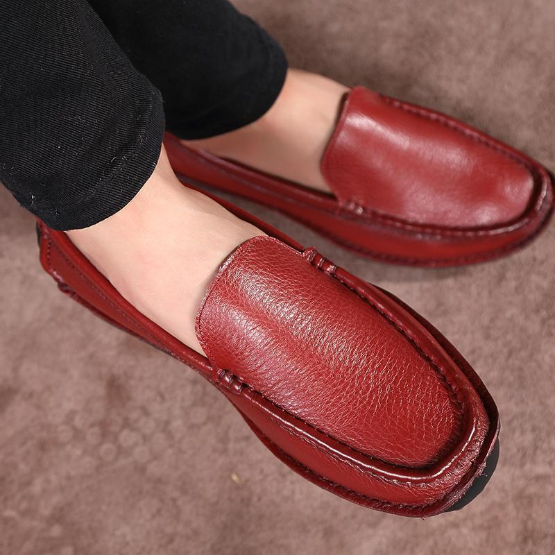 Wiosenne męskie skórzane buty casualowe Nowe modne męskie skórzane buty Trend Męskie buty Pełnoziarniste skórzane buty do jazdy samochodem