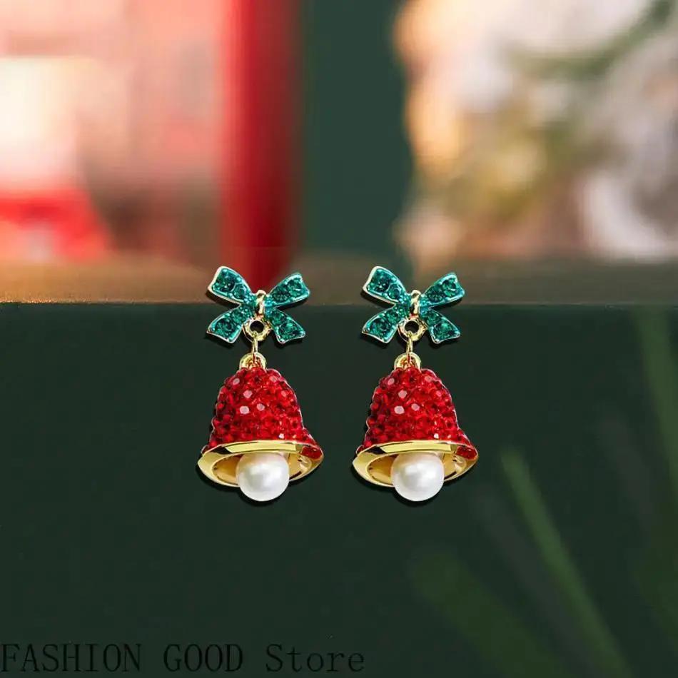 1 Pair Personality Earrings New Year's Gift Red Bell Earrings With Unique Autumn And Winter Temperament High-end Atmosphere