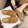 Super beliebte bequeme rutschfeste Halbschuhe mit dicker Sohle und Taschenkopf für Damen, Fransen, Schleife, Einzelne Schuhe, Frühjahr und Sommer 2025, neue Modelle