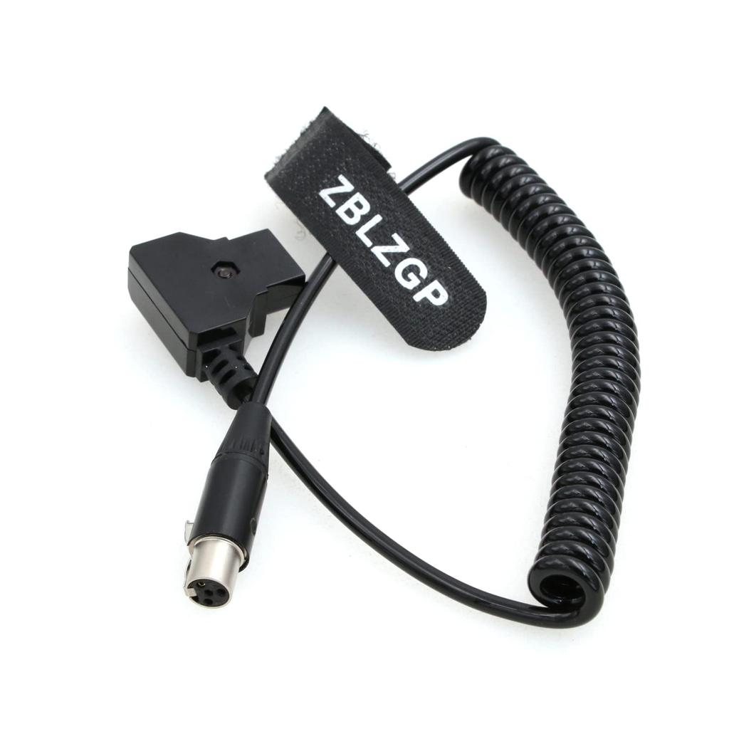 ZBLZGP to Mini XLR Female Power Cable for TVLogic Monitors D-tap 4-pin (Coiled Cable)
