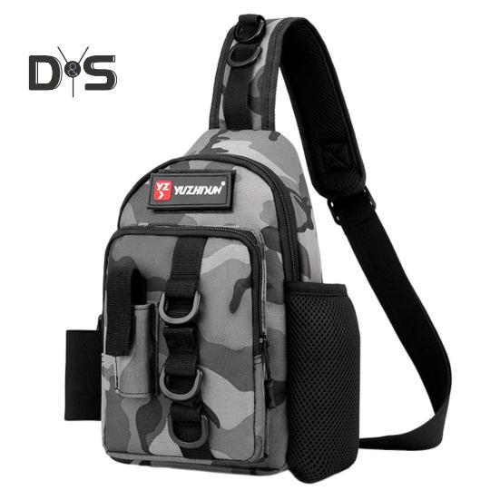 Fishing Bag with Rod Holder Waterproof Nylon Fishing Accessories Sling Bag Lightweight Outdoor Hiking Hunting Fishing Gear Single Shoulder Storage