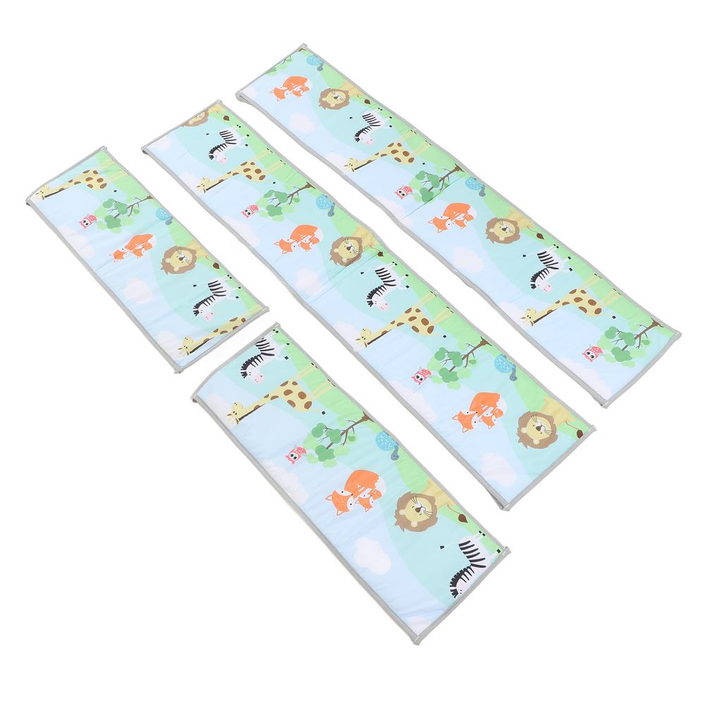4Pcs Baby Bed Rail Heightened Anti Collision Guard Rail Toddlers Solid Color Printing Bed Side Soft