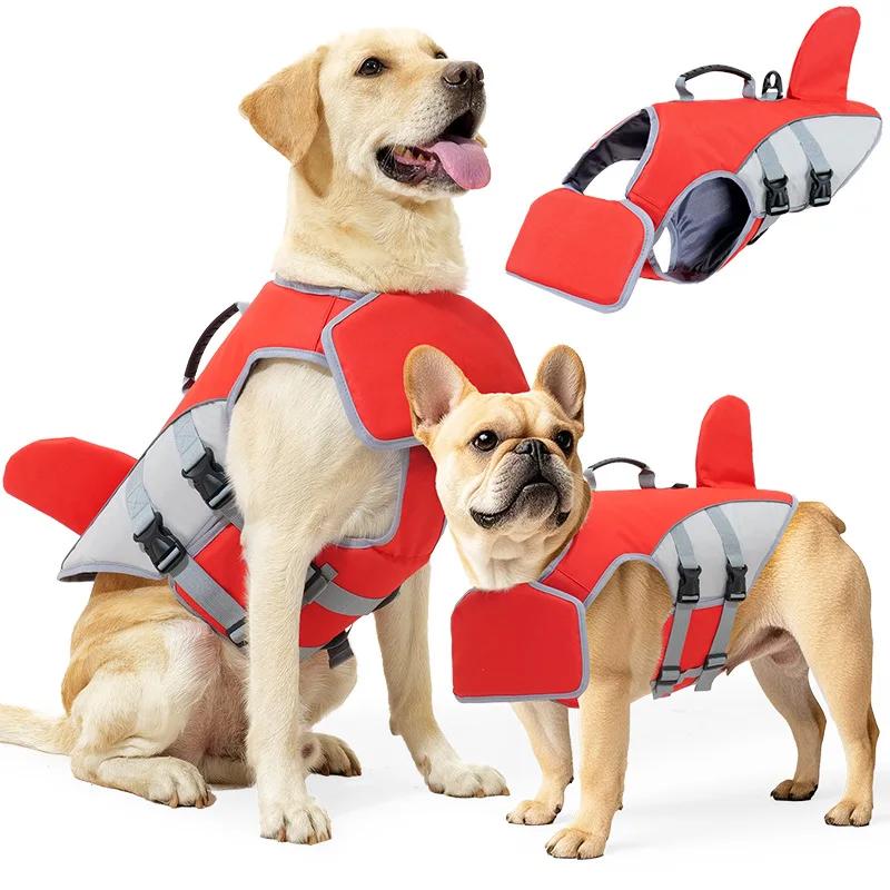 Nouveau Gilet de Sauvetage pour Animaux de Compagnie Forme Aileron de Requin Gilet de Sécurité pour Chien en Été Réglable pour Piscine ou Surf Gilet de Sauvetage pour Chien à la Dérive