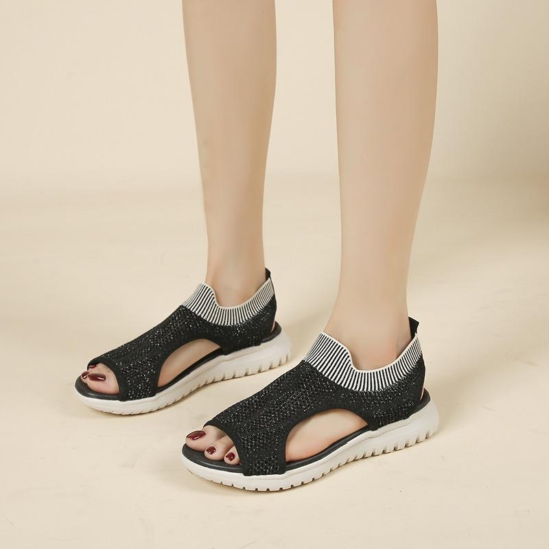 Women's Summer Flat Lightweight Sports-Style Sandals, Simple Comfortable Footwear, Available In Large Sizes.
