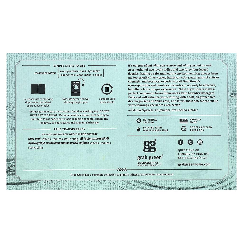 Stoneworks, Dryer Sheets, Rain, Biodegradable Sheets, 80 Count