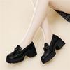 Mocassins noir mat style britannique plateforme rehaussée chaussures à enfiler uniforme jk talon épais mode à enfiler chaussures pour femmes