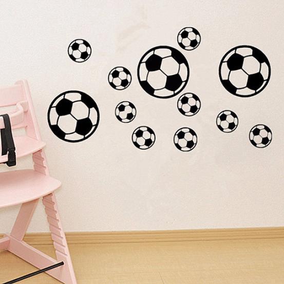 12Pcs/Set Football Soccer PVC Wall Art Sticker Decal Boys Bedroom Home Decor ADM