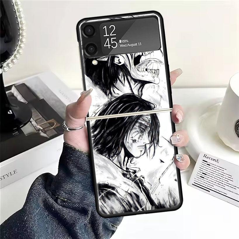 A-Attack On T-Titan Eren Yeager Cases For Samsung Galaxy Z Flip 4 5 6 7 3 Z Flip7 Flip6 Flip4 Flip5 Flip3 5G Hard Shockproof Fun