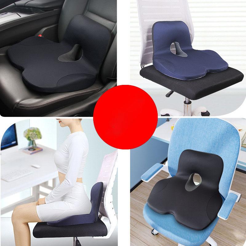 Memory Foam Seat Cushion Waist Back Support Pillow Set Orthopedic Ergonomic Coccyx Relief Hip Lumbar Pad for Office Chair Car