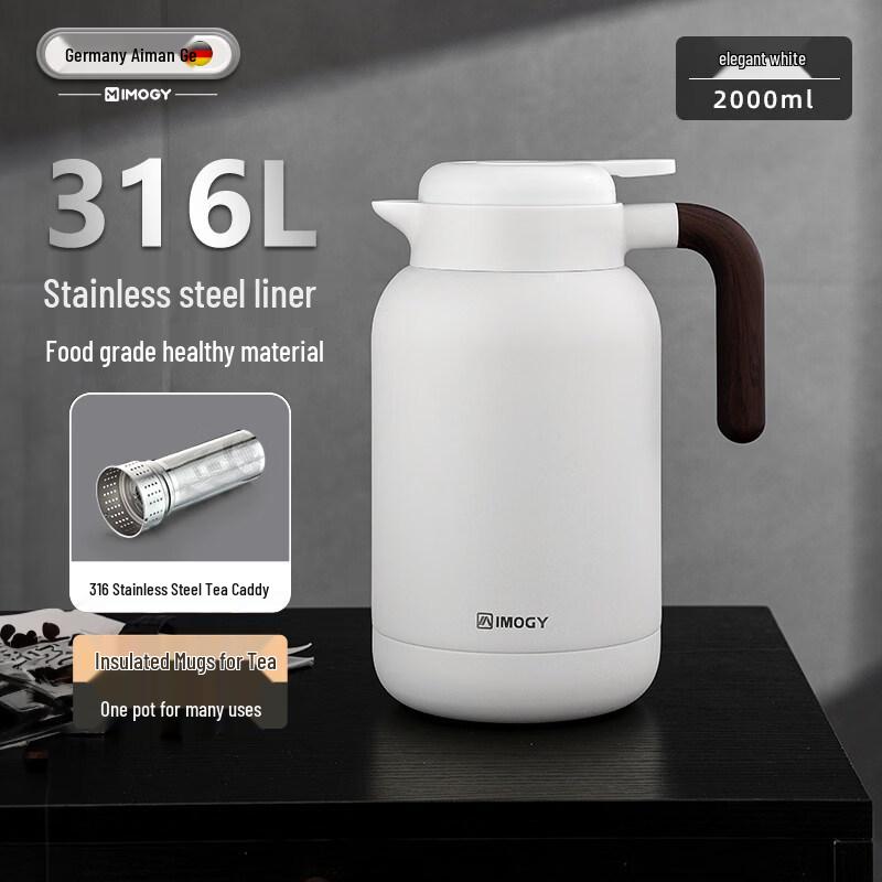 ZISIZ Insulated Stainless Steel Teapot with Ceramic Infuser