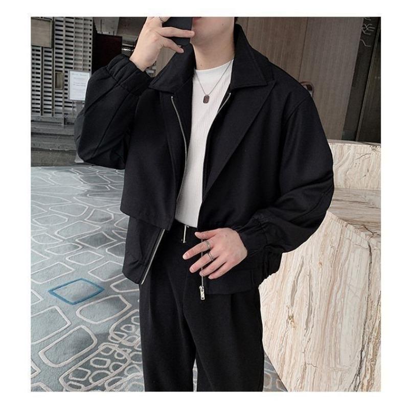 Spring Jacket Men's Trendy and Handsome Lapel Loose High Street Long-sleeved Versatile Jacket