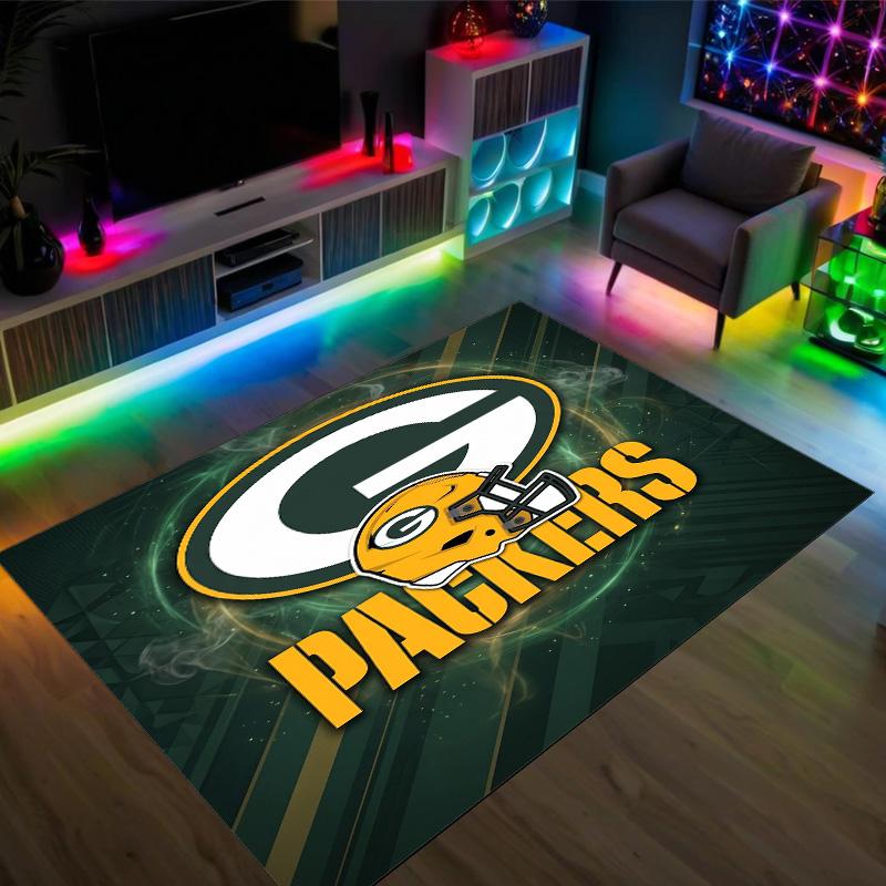 Tappeto in Velluto Cristallo Design Green Bay Packers Accogliente Non?Tappeto Stampato Antiscivolo per Camera da Letto Soggiorno Ingresso