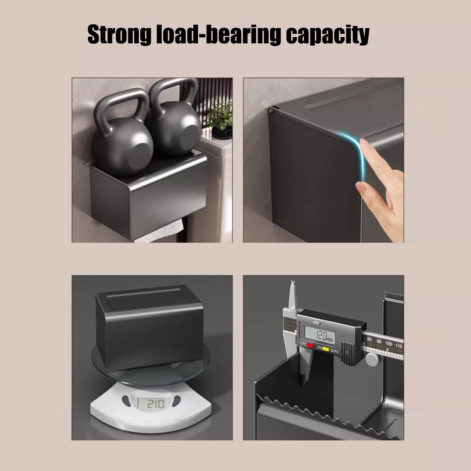 Toilet Paper Roll Holder Bath Tissue Holder Paper Roll Organizer Napkin Dispenser Rustproof Aluminum Wall Mount Box No Drill CN