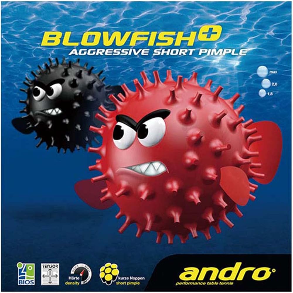

andro Blowfish Plus Tension Table Tennis Rubber, 112265, Red, 2