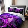 3pcs Luxury Purple Rose Bedding Duvet Cover Set Romantic Rose Bedding Quilt Set Floral Themed Bed Quilt Set Sparkling Dewdrop