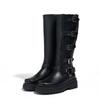 Autumn and Winter Outer Order Casual Low-heeled Knight Boots Large Size Belt Buckle High Knight Boots