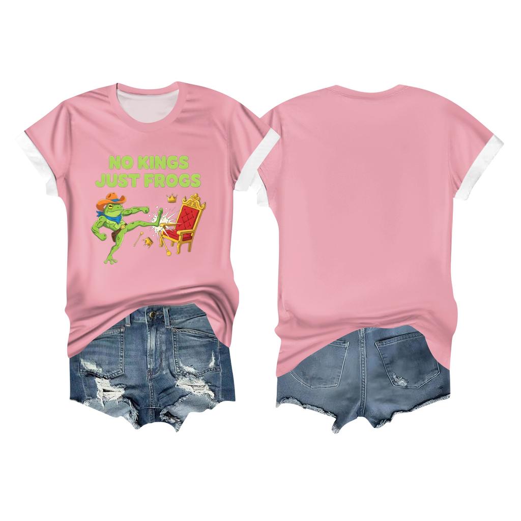 Women's Casual Printed T-shirt Round Neck Pullover Short-sleeved Top