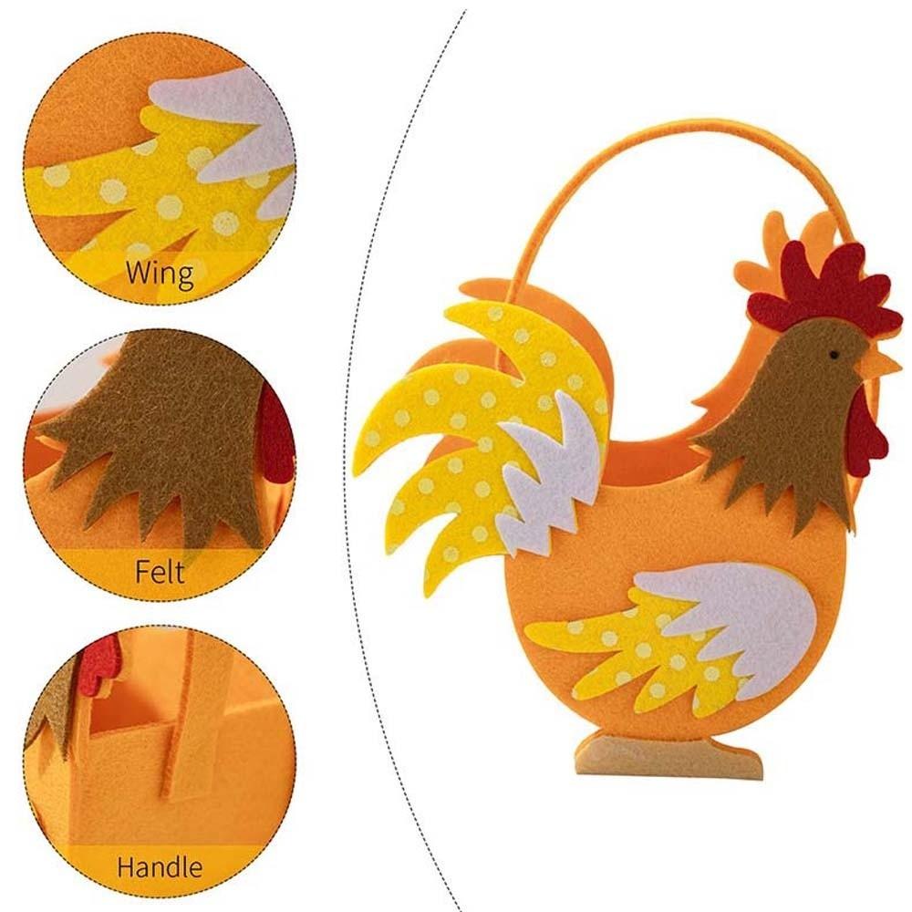 Exquisite Felt Chicken Basket Cartoon Cock Easter Storage Case Rooster Candy Box  Children Gifts